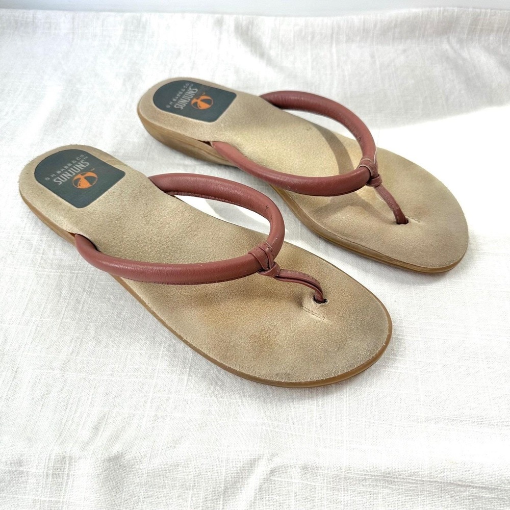 G.H. Bass & Co. Sunjuns Vintage Thong Sandals Casual Brown Slides Size 7.5 8